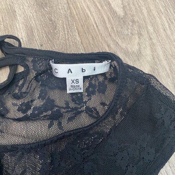 CAbi Women's Black Lace Sleeveless Blouse With Keyhole/Tie Back Size XS - Picture 4 of 7